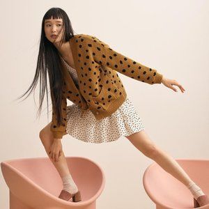 Madewell Golden Hillview Spotted Chunky Cardigan S